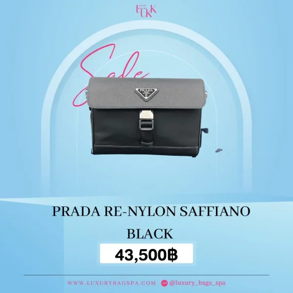 ร้านขายกระเป๋าแบรนด์เนมมือสอง กระเป๋าแบรนด์เนมมือสอง กระเป๋า Prada Re-Nylon Saffiano Black มือสอง