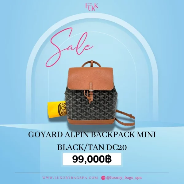 ร้านขายกระเป๋าแบรนด์เนมมือสอง กระเป๋าแบรนด์เนมมือสอง กระเป๋า Goyard Alpin backpack mini black/tan dc20 มือสอง