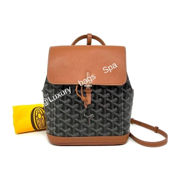 ร้านขายกระเป๋าแบรนด์เนมมือสอง กระเป๋าแบรนด์เนมมือสอง กระเป๋า Goyard Alpin backpack mini black/tan dc20 มือสอง