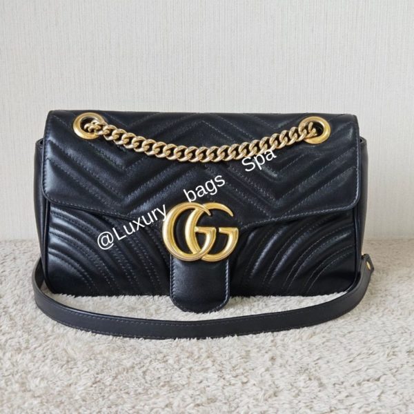 ร้านขายกระเป๋าแบรนด์เนมมือสอง กระเป๋าแบรนด์เนมมือสอง กระเป๋า Gucci Marmont 26 Black มือสอง