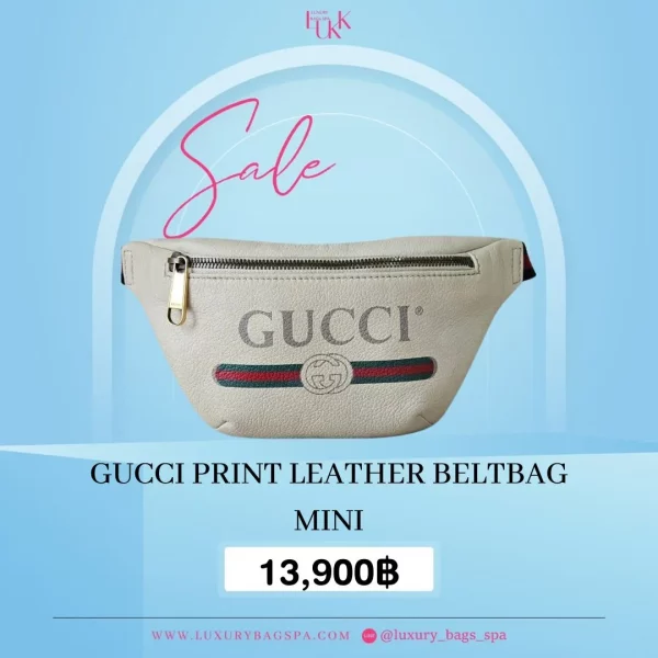 ร้านขายกระเป๋าแบรนด์เนมมือสอง กระเป๋าแบรนด์เนมมือสอง กระเป๋า Gucci Print Leather Beltbag Mini มือสอง