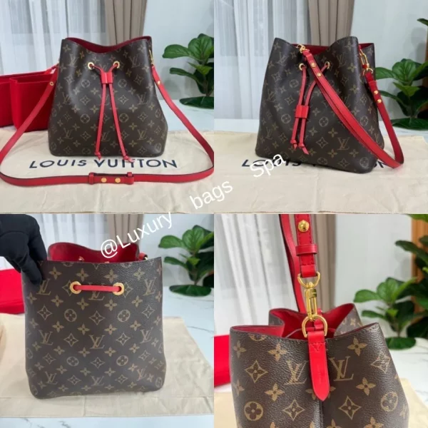 ร้านขายกระเป๋าแบรนด์เนมมือสอง กระเป๋าแบรนด์เนมมือสอง กระเป๋า LOUIS VUITTON Monogram Neonoe MM Coquelicot มือสอง