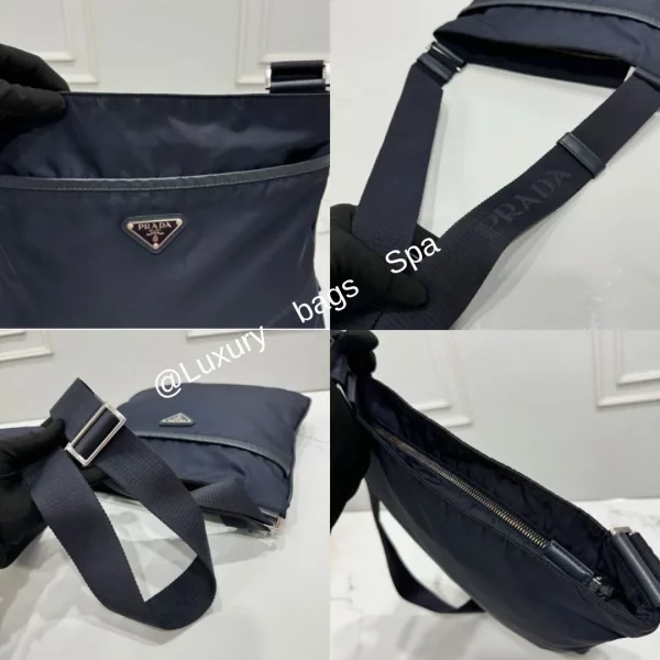 ร้านขายกระเป๋าแบรนด์เนมมือสอง กระเป๋าแบรนด์เนมมือสอง กระเป๋า Prada Tessuto Re-Nylon Messenger Navy มือสอง