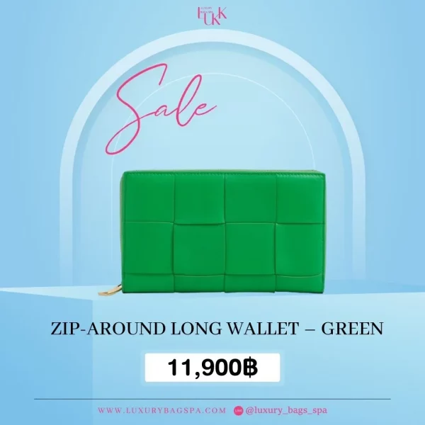 ร้านขายกระเป๋าแบรนด์เนมมือสอง กระเป๋าแบรนด์เนมมือสอง กระเป๋า Zip-Around Long Wallet - Green มือสอง